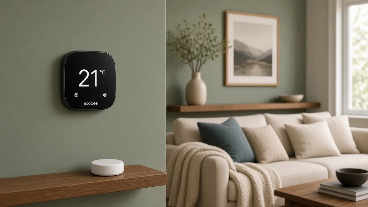 Salon confortable avec thermostat et SmartSensor pour une température plus homogène