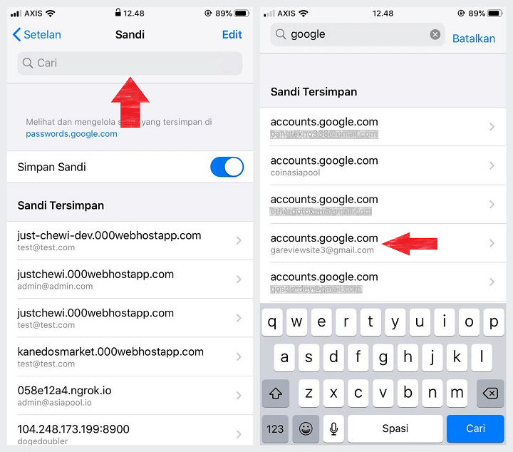 Mengetahui Sandi Gmail di iPhone